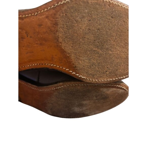 Justin 502 Vintage Gray Leather Lace-Up Combat Boots Stacked Heel Unisex 8 D - Picture 6 of 14